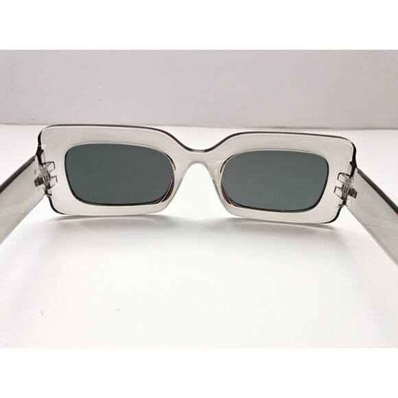 Rectangular Transparent Sunglasses Black Tinted Lens Unisex - Picture 6 of 6